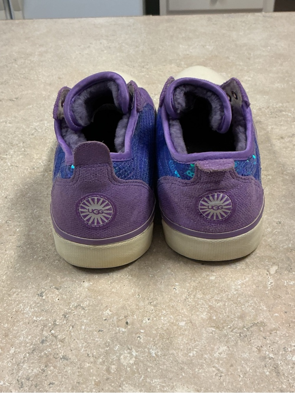 Ugg Laela Sequin Purple/ teal Mermaid Slip on Shoes size 8 Sherpa Lined - Picture 5 of 11